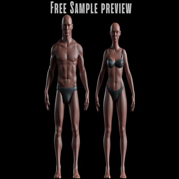 Realistic Human Basemesh - Male and Female - Free Sample Preview