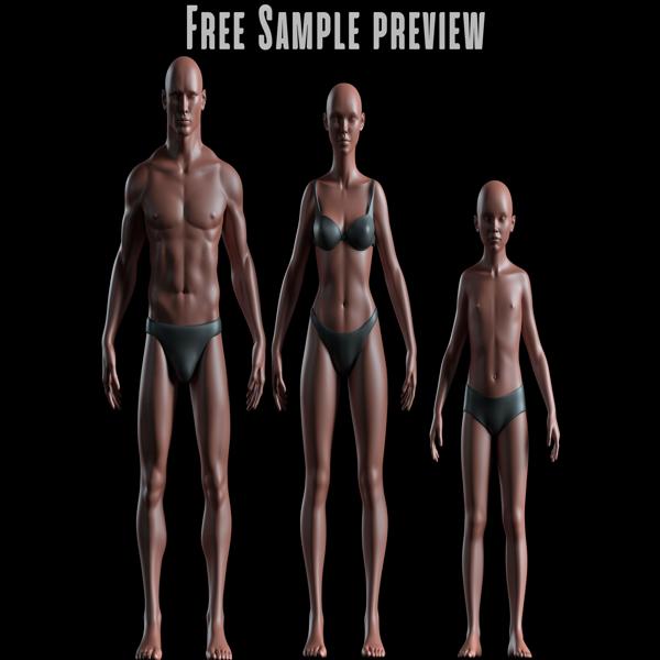 Realistic Human Basemesh - Free Sample Preview - all models