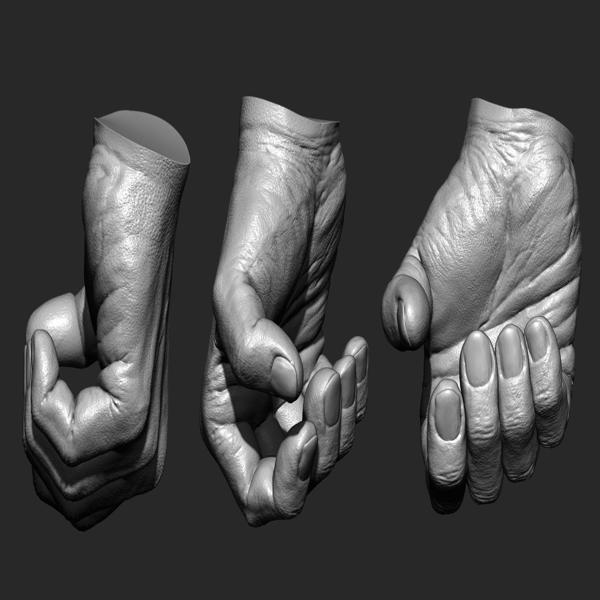 Realistic male hand 3D model