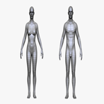 Realistic White Male and Female Low Poly