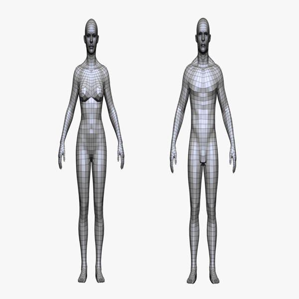 Realistic White Male and Female Low Poly