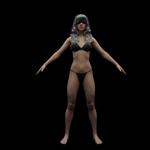 Sexy adult woman with long curly hair in thongs